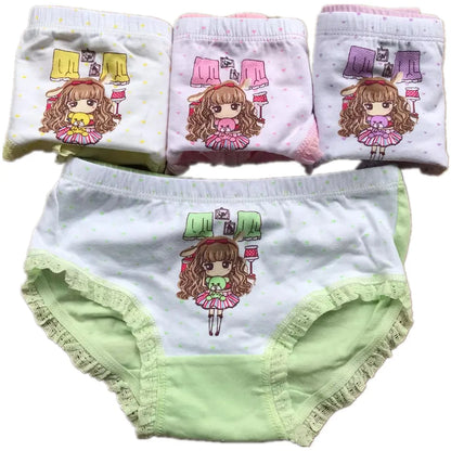 Girls Briefs Fine Cotton Underwear Cute Prints Panties Kids Breathable Soft Healthy Underpants Girls Boxer 4pcs/Lot Size 3-10T