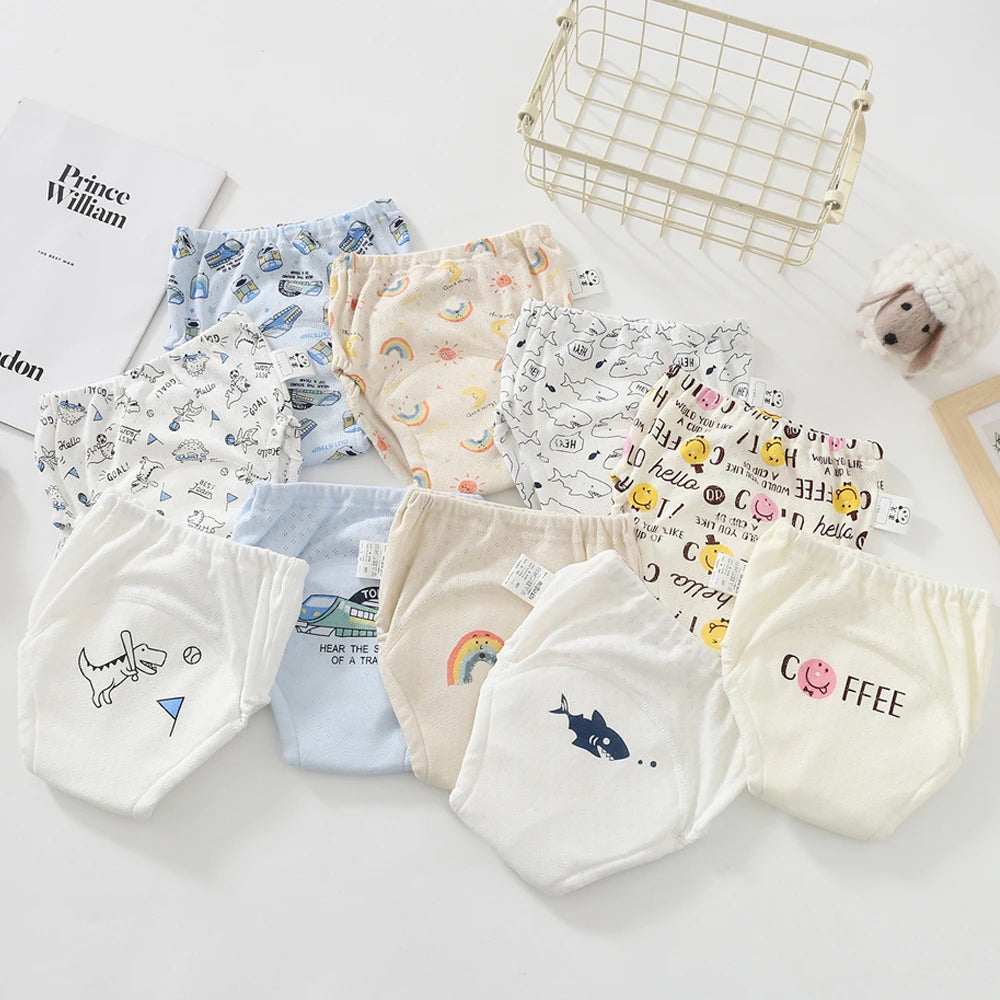 10 Pcs Reusable Baby Training Pants Washable Kids Cloth Diaper Nappies Changing Underwear Infant Toddler Potty Training Panties
