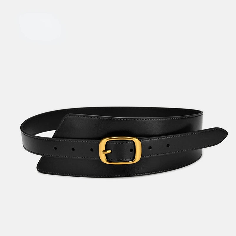 Fashion Belts for Women Leather Waistbands Gold Square Pin Buckle Cummerbunds HOT Body Corset Cummerbund Female Wide Soft Belt