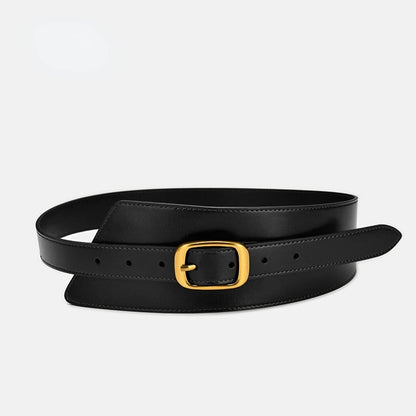 Fashion Belts for Women Leather Waistbands Gold Square Pin Buckle Cummerbunds HOT Body Corset Cummerbund Female Wide Soft Belt