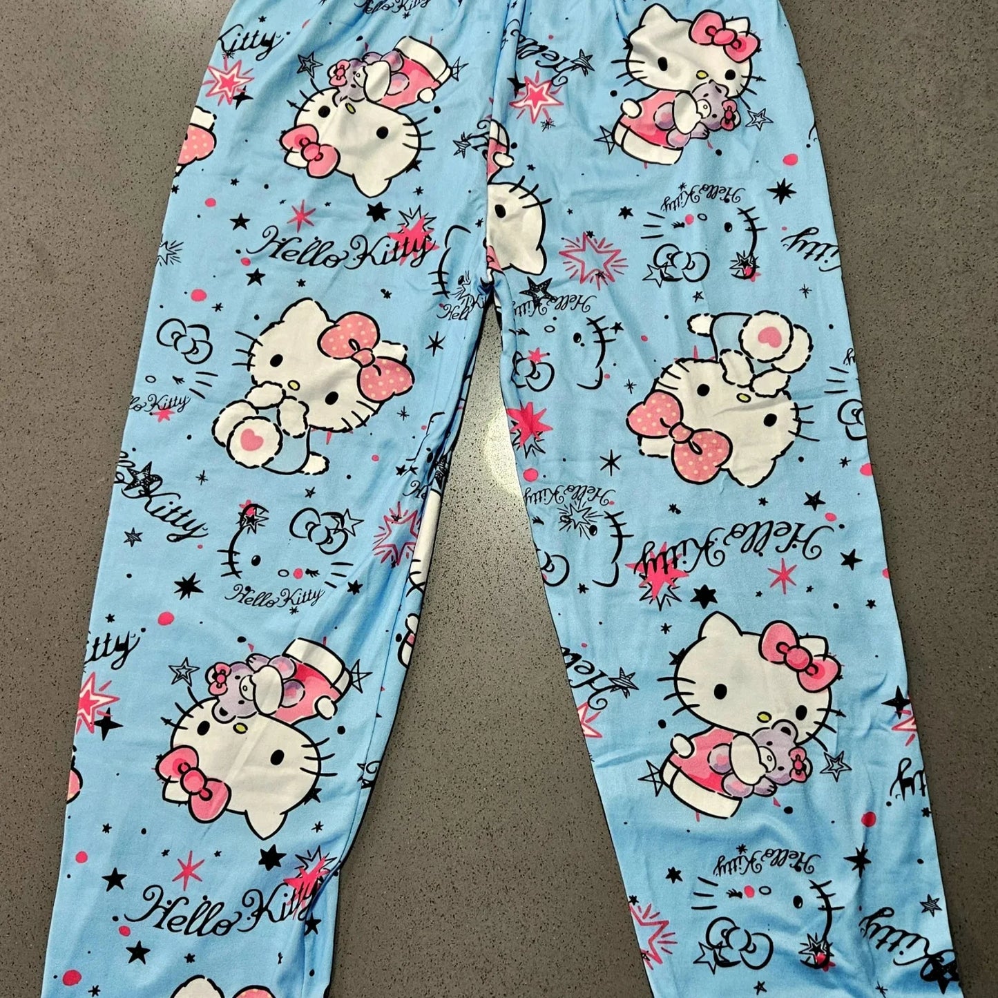 Girls Hello Kitty Blue Bears Pajamas 2pc Pants Set size,Adult/Children's Couple Outfit