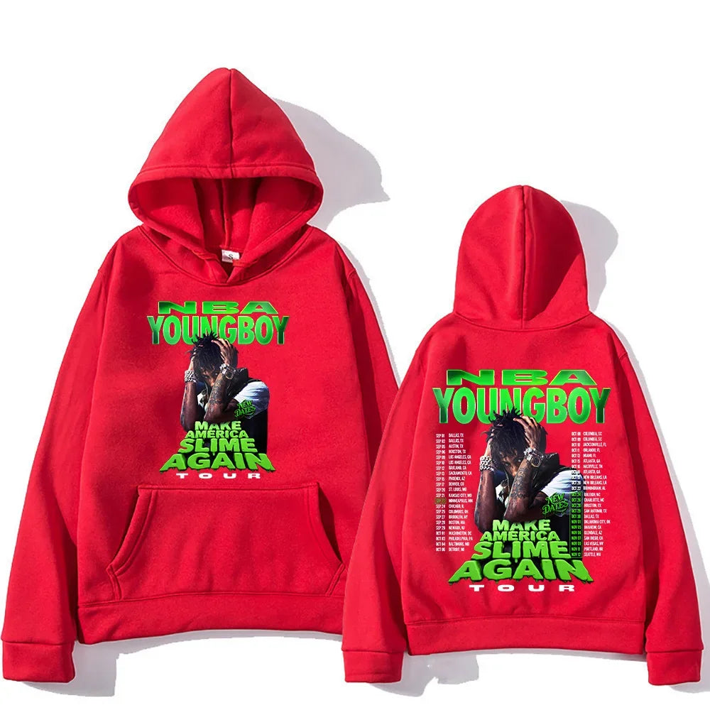 "YoungBoy Never Broke Again Tour 2026" says singing handprint hoodie street fashion hoodie men's hip-hop high-quality hoodie