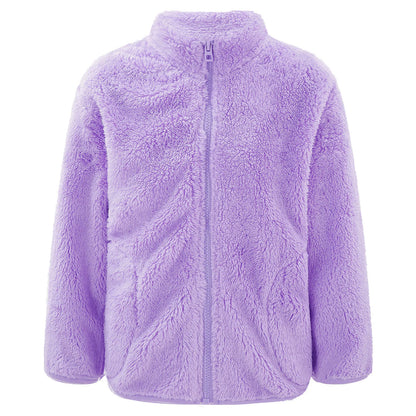 Girls Boys Warm Fleece Jacket Coat Full-Zip Turtleneck Tops with Pocket Fall Winter Outerwear for 2 Years-12 Years