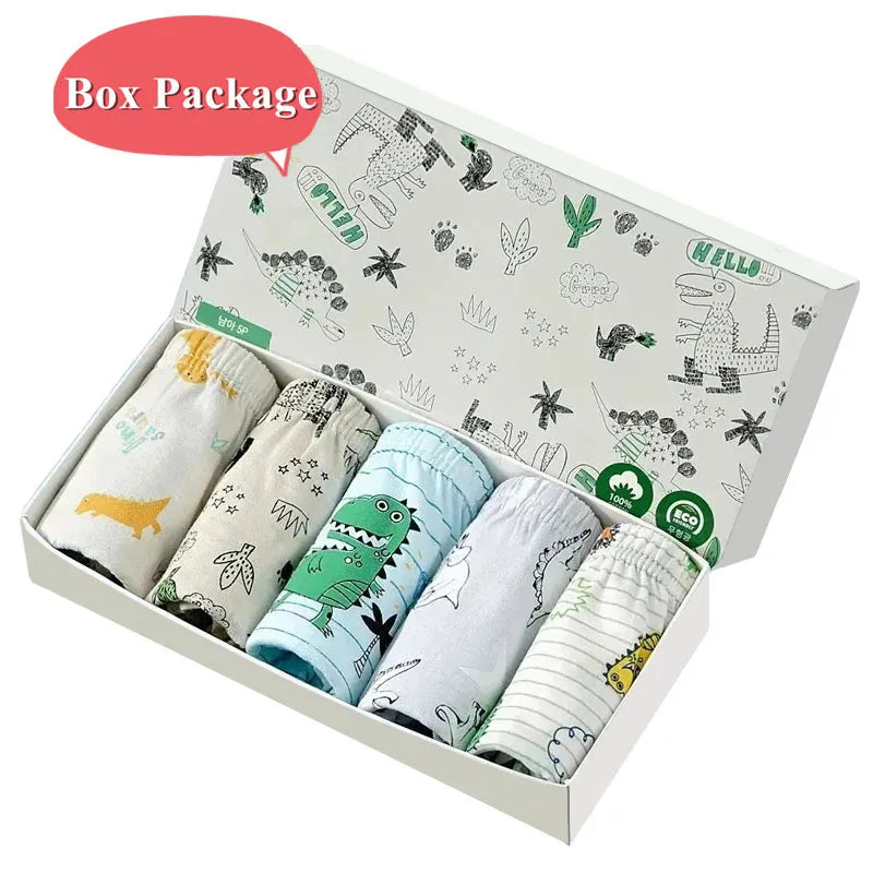 5 Pcs/Lot Boy Underwear Soft Cotton Briefs For Boys Dinosaur Cartoon Children Panties Breathable Kids Underpants Briefs Age 2-14