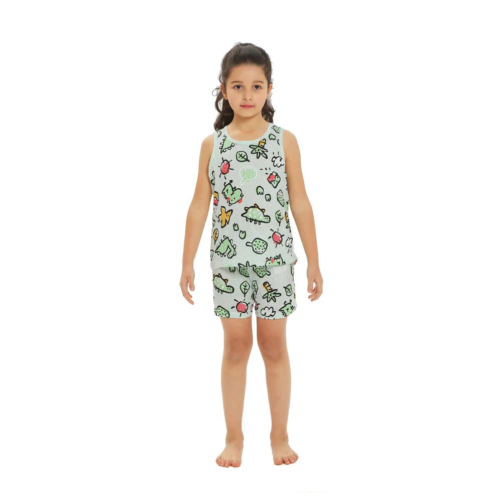 Girls Pajamas Sets 0 to 1 2 3 4 5 6 7 8 9 Years Cute Cat Print 100% Cotton Cartoon Boys Pyjamas Dino Kids Children Home Clothing