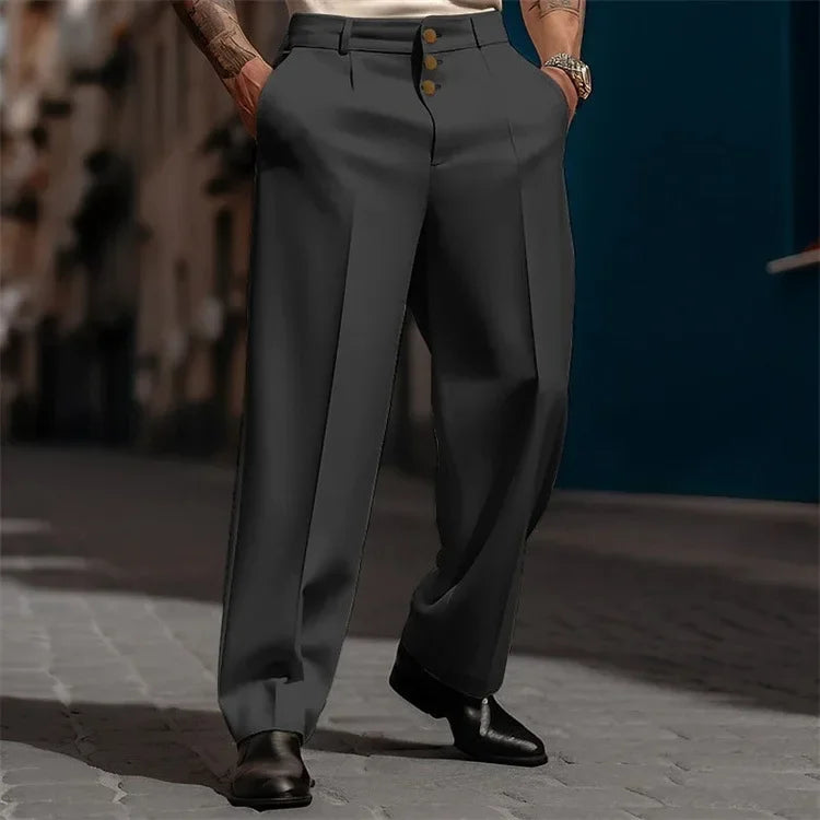 Men Straight Formal Trousers Loose Fashion Business Pants Comfortable Casual Wide Long Pants Social Pants Joggers Man Clothing