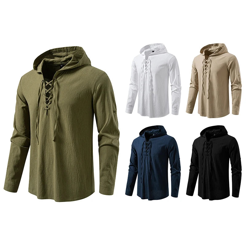 Men Long Sleeve Shirts Drawstring Style Mens Dress Shirts Hoody Casual Male Clothes Chemise Hemd Homme Hoodie Shirt H264