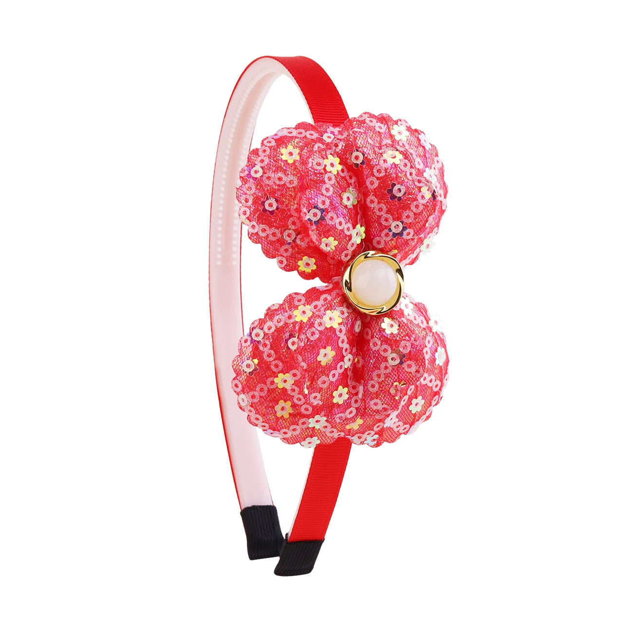 Large Shiny Bow Headbands for Baby Girls, Glitter Headbands with Pearl for Kids, Sparkling Accessories for Toddlers