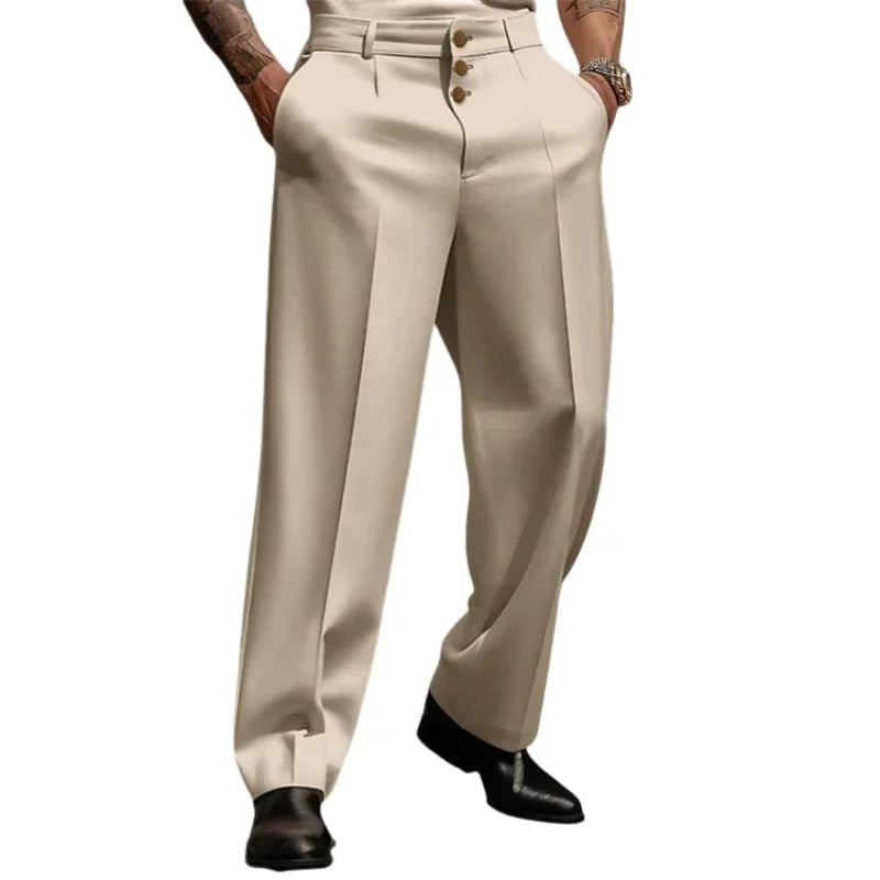Men Straight Formal Trousers Loose Fashion Business Pants Comfortable Casual Wide Long Pants Social Pants Joggers Man Clothing