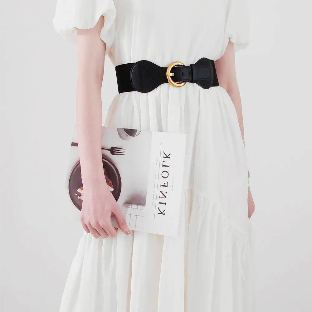 Women Belts PU Leather Corset Belt Female Metal Buckle Belts for Ladies Leisure Dress Jeans Wide Waistband