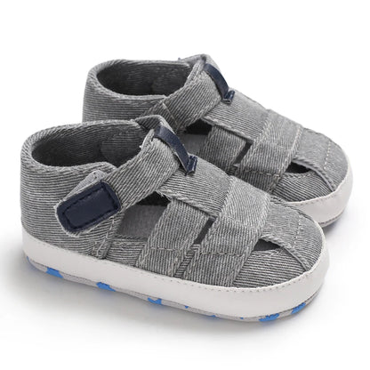 Newborn Boys And Girls Baby Shoes Fashion Canvas Soft Soles First Walking Shoes Breathable Sandals Popular Summer Beach Shoes