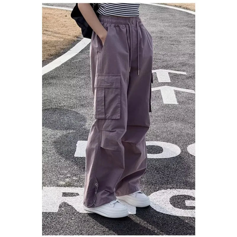 Girls Cargo Pants Kids Solid Color Pant Teenage Fashion Trousers 2026 Spring Autumn Children's Clothing Sports Wear