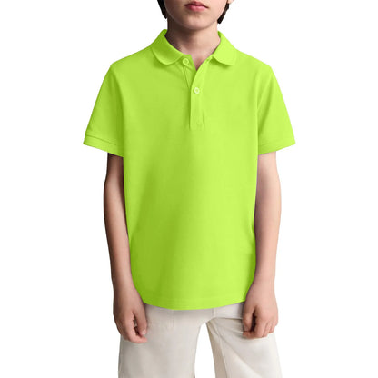Boys Casual Polo Shirts Short Sleeve Lapel Shirt Short Sleeve Athletic Tee School Uniform Shirts For Kids 6-11y