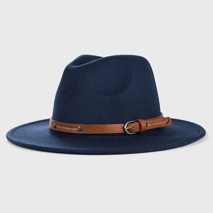 Unisex Wool Fedora – Flat-Brim Felt Hat for Fall & Winter