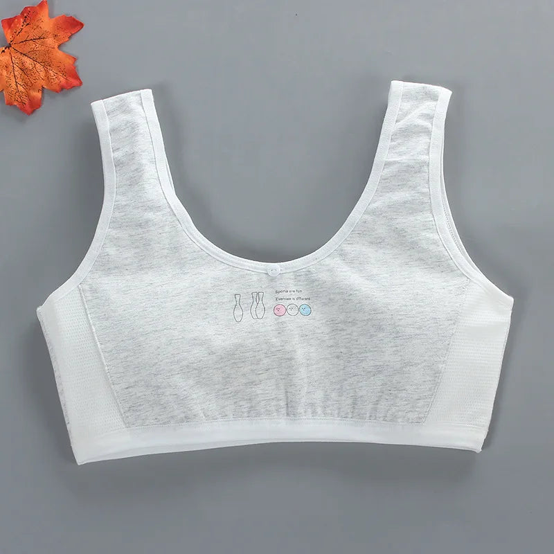 Girls Bra Puberty Students Pure Cotton Mesh Summer Breathable Vest Underwear for Junior and High School Students KF931