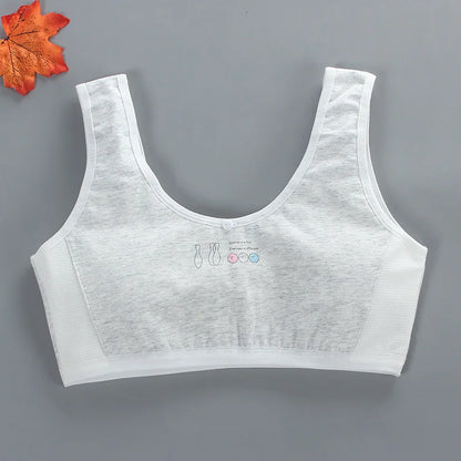 Girls Bra Puberty Students Pure Cotton Mesh Summer Breathable Vest Underwear for Junior and High School Students KF931