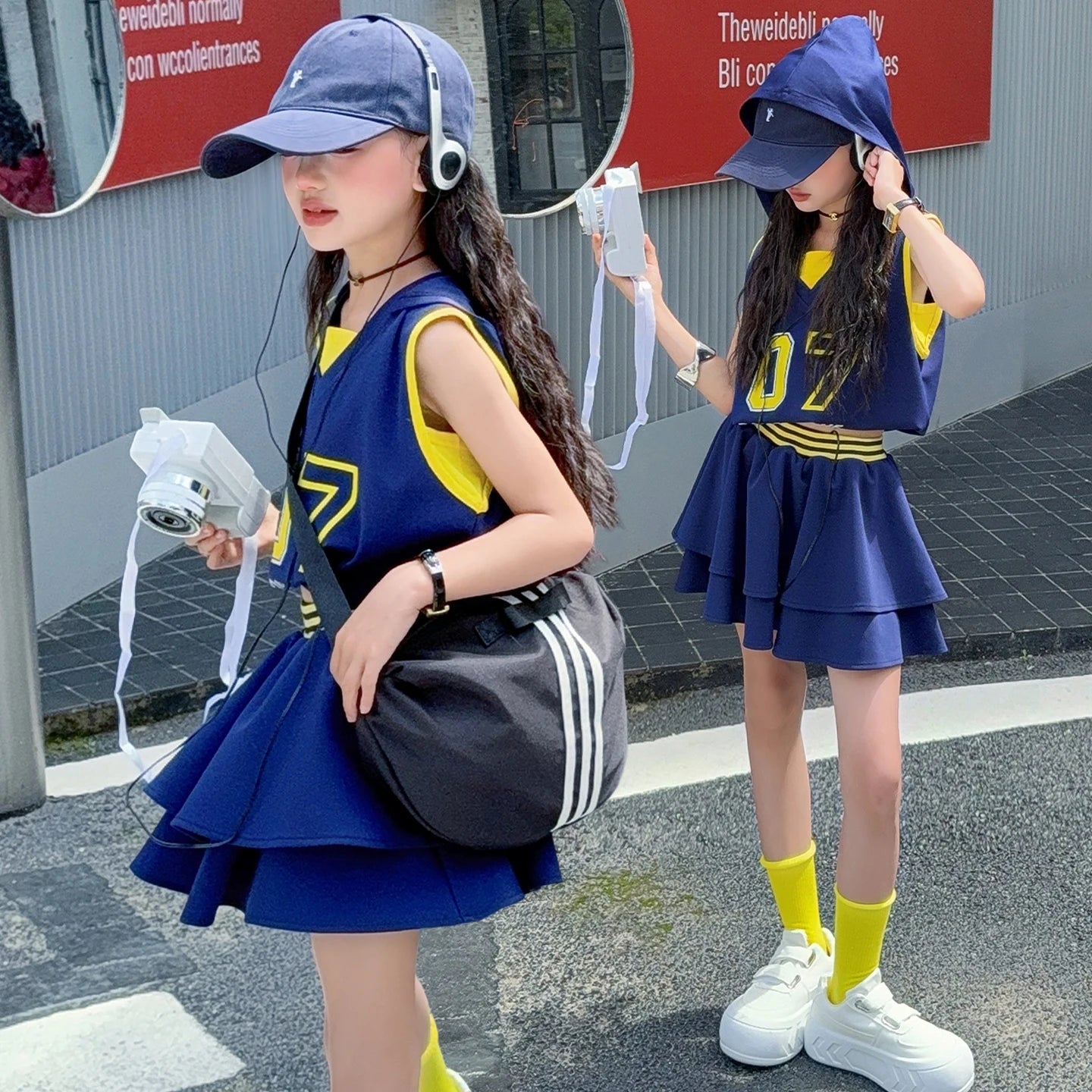Girls Clothes Set Kids Two Pieces Suits Child Sporty Style Tee+Shorts Sets Tween Girls Clothes Set With Number Design Size 4-14Y