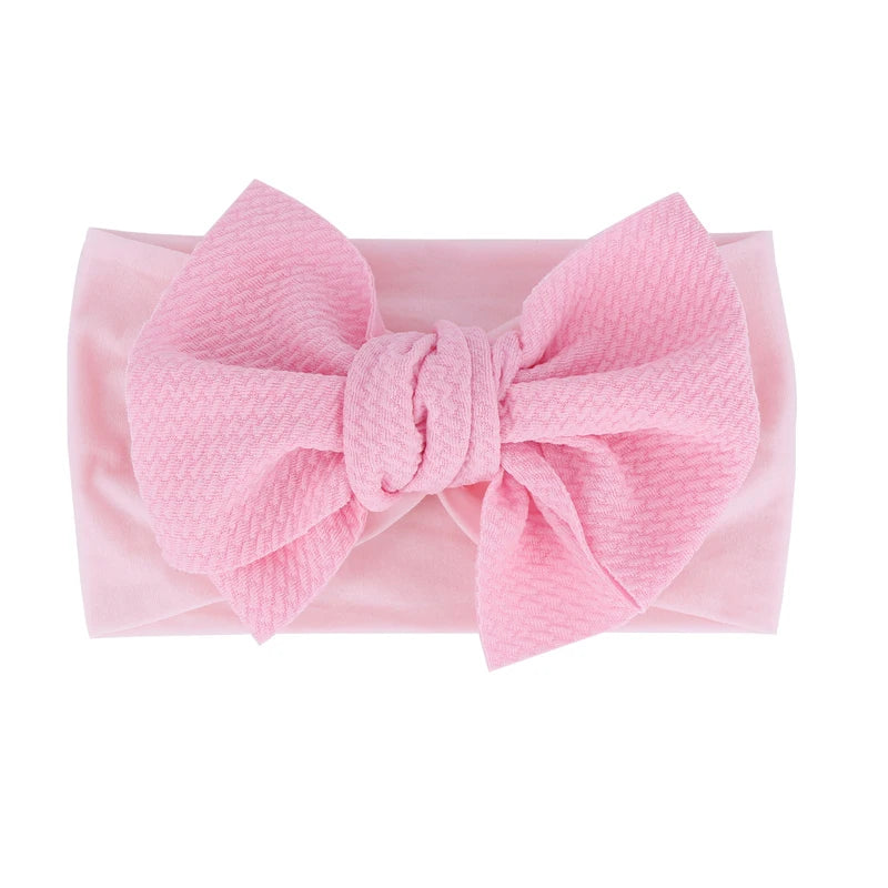 New Baby Accessories Infant Baby Girl Cute Bow Headband Newborn Solid Headwear Headdress Nylon Elastic Hair Band Gifts Props