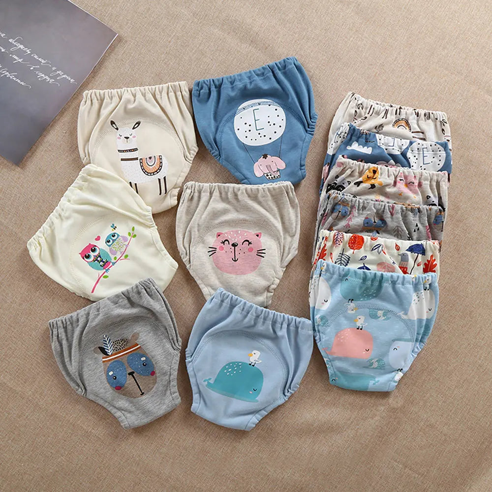 10 Pcs Reusable Baby Training Pants Washable Kids Cloth Diaper Nappies Changing Underwear Infant Toddler Potty Training Panties
