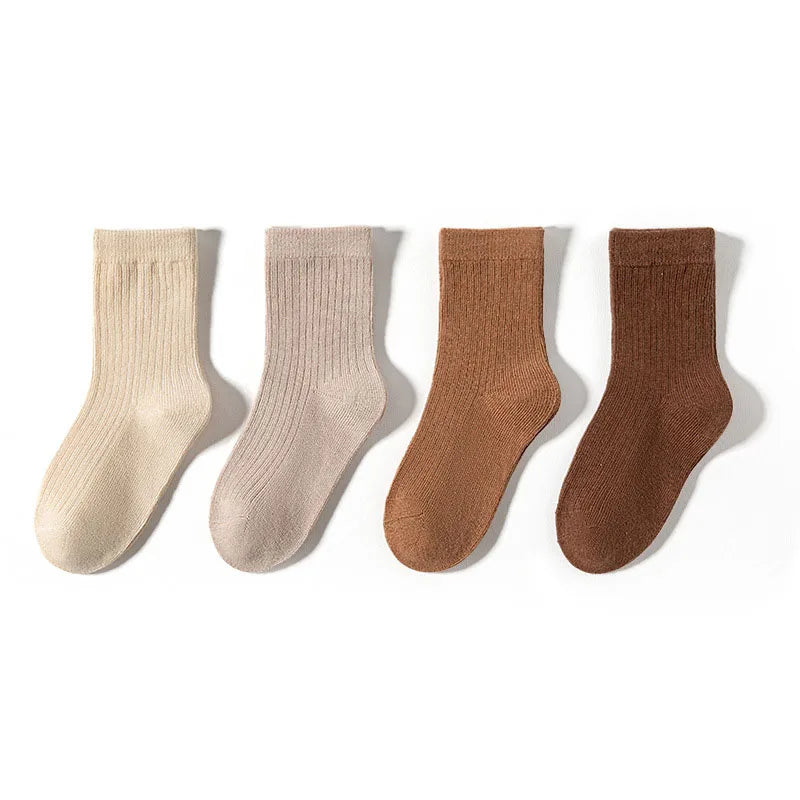4 Pairs a Lot Spring Kids Knee-high Socks Cute Solid Color Girls Socks 12 Colors Children Versatile In Tube Socks