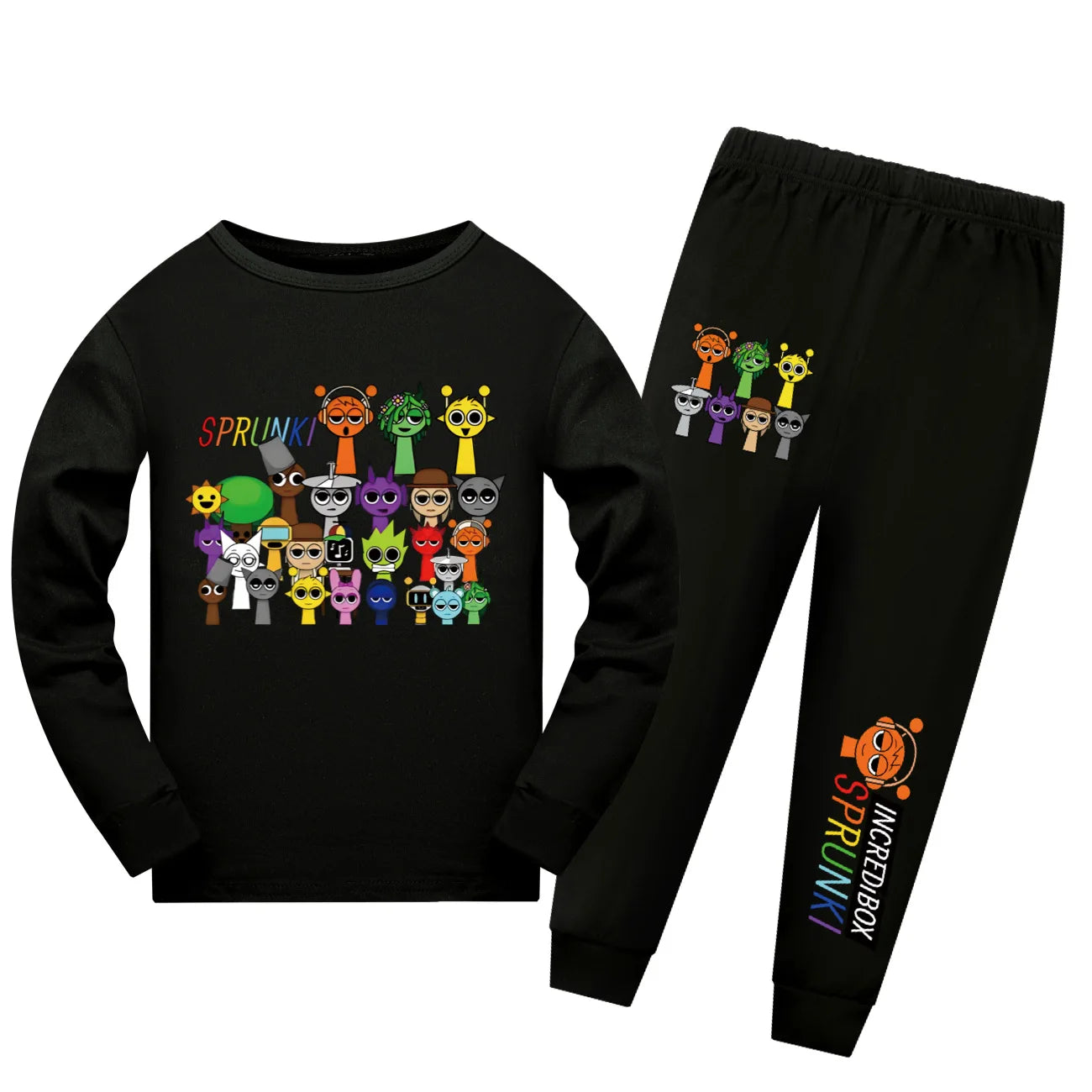 Sprunki Cartoon Pajama Sets Autumn Children Game Incredibox Pyjamas Girls Boy Cotton Sleepwear Baby Underwear Set Kids Clothes