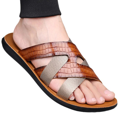 Men's Summer Comfortable Fashionable Beach Slippers Soft-Soled Single Strap Slip-On Slippers for Casual Wear