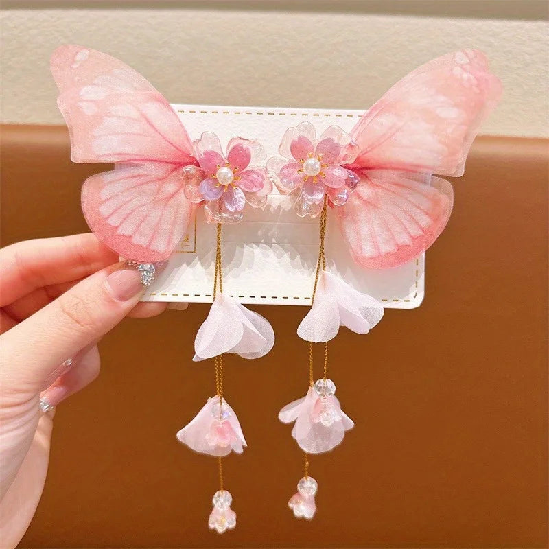 Baby Girl Hair Accessories Gradient Bow Hair Clip Flower Tassel Hairpin Girls Hair Accessoreis Butterfly Hair Clip