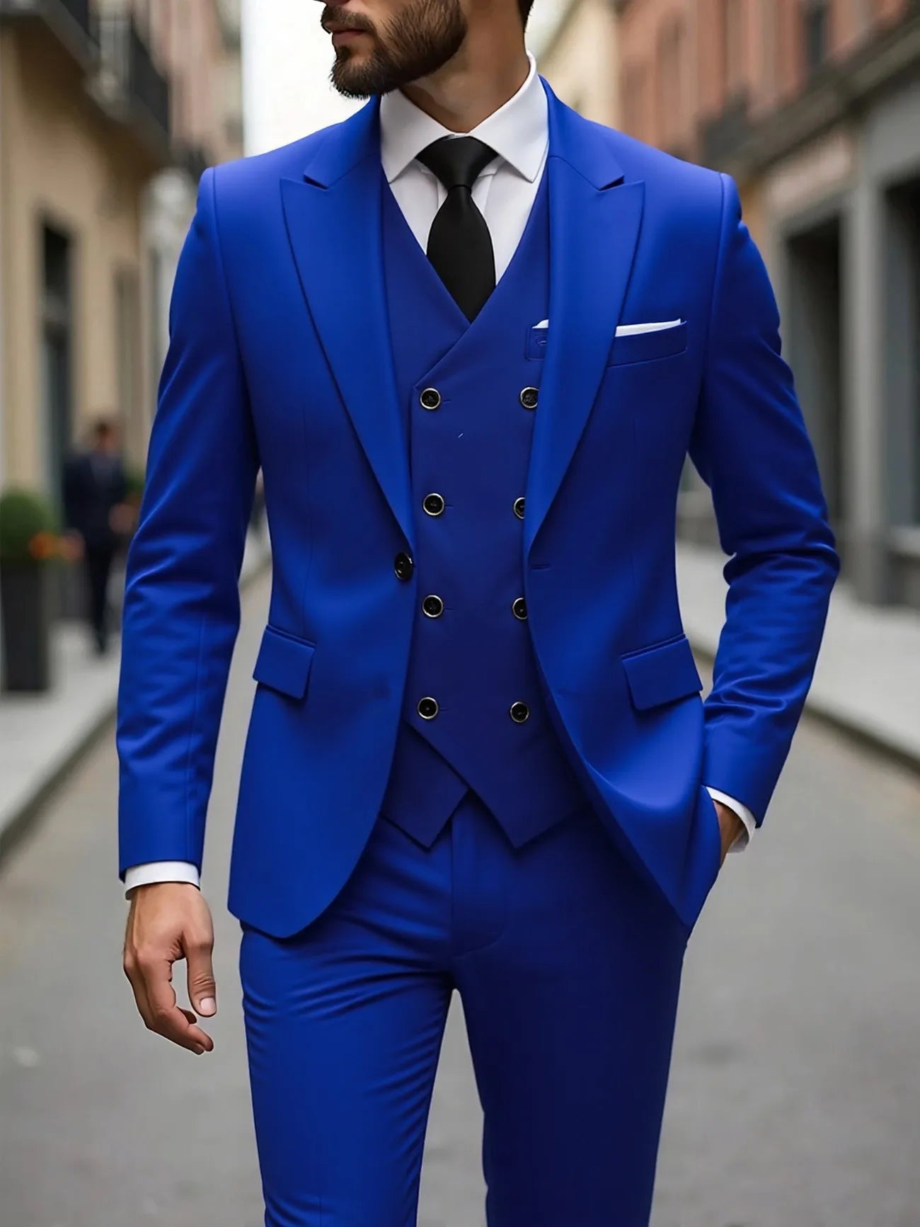 Men's Three-Piece White Suit, Anti-Wrinkle, No-Iron, Anti-Stick Fur Business Formal Suit, Four-Season Workplace Work Clothing Dr