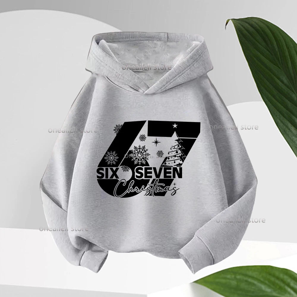 Graphic Funny 67 Kid Hooded Pullover Sweater Comfortable Stylish Street Style Long-sleeved Children's Wear Boy Girl Hoodies
