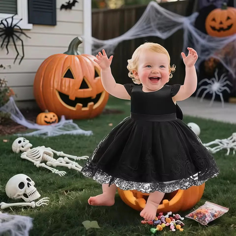 Baby Girl Clothes For 1st Birthday Evening Dresses Infant Dress Gown Elegant Girls Party Dresses Toddler Black Princess Dress