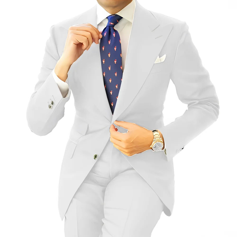 Formal Men's Suit Office Long Work Clothes Groom Tuxedo Jacket Pants XS-5XL Tailored Suit Dark Gray Blazer