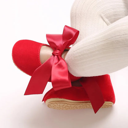Girls' Princess Baby Shoes Cute Bow Flat Bottom Walking Children's Shoes First Step Newborn Baby Comfortable Soft Sole Footwear