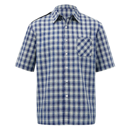 Mens Elderly Adaptive Shirts Tops Open Back with Full Back Overlap Turn-down Collar Long Sleeve Front Button-up Plaid Shirt