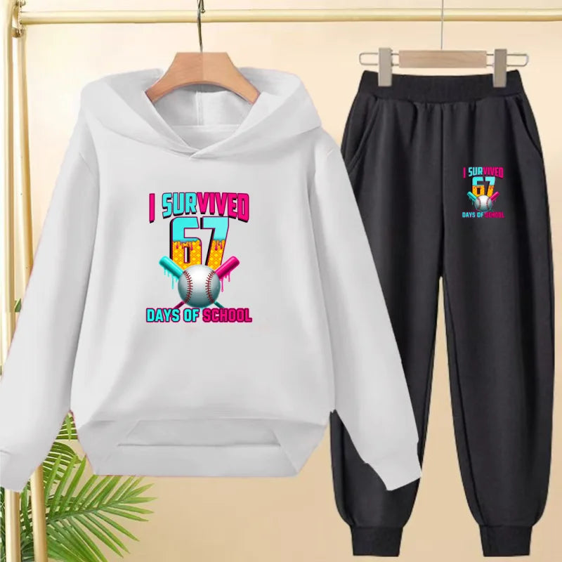 67 Children's Hoodies, 2 Pieces for Boys and Girls Aged 3-12, Comfortable Casual Hoodie+pants, Pullover, Hooded Sportswear