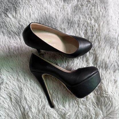 Women's High Heels 14cm Extremely Stripper Pole Dance Stilettos Sexy Platform Pumps Matte Round Toes Party Dress Wedding Shoes