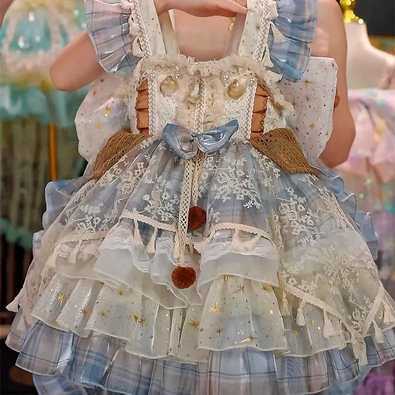 Girls Summer Bohemian Style Lolita Princess Dress 2025 New Birthday Dress Summer Fashion Children Clothing