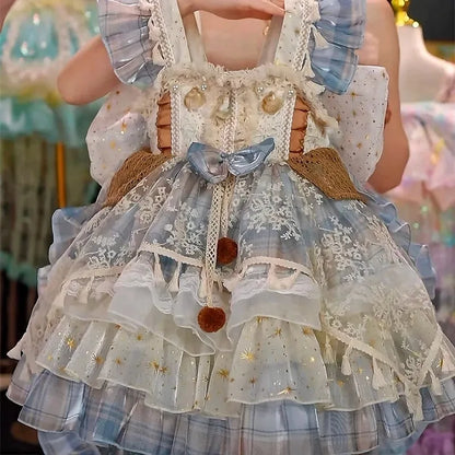 Girls Summer Bohemian Style Lolita Princess Dress 2025 New Birthday Dress Summer Fashion Children Clothing