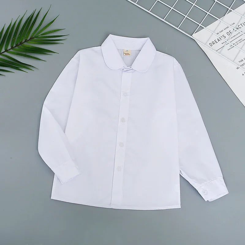 new summer spring girls lace cotton solid White baby kids girls Blouse white shirts  with long sleeves for children girls
