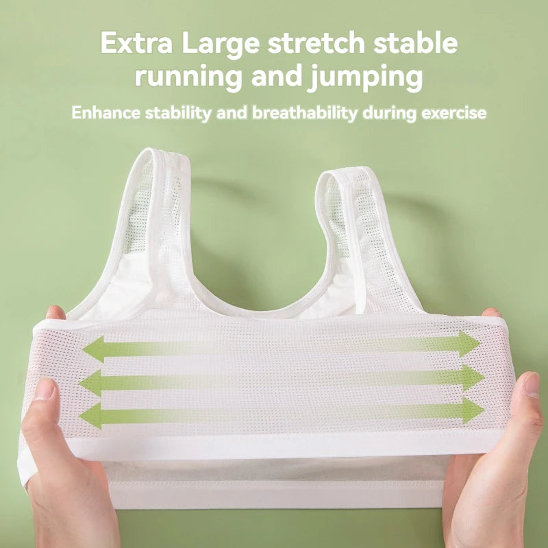 1-3Pcs Thin Summer Underwear for Teenage Girls, Anti-Bounce Vest for Students Cotton Sports Bra for Kids Student Vest