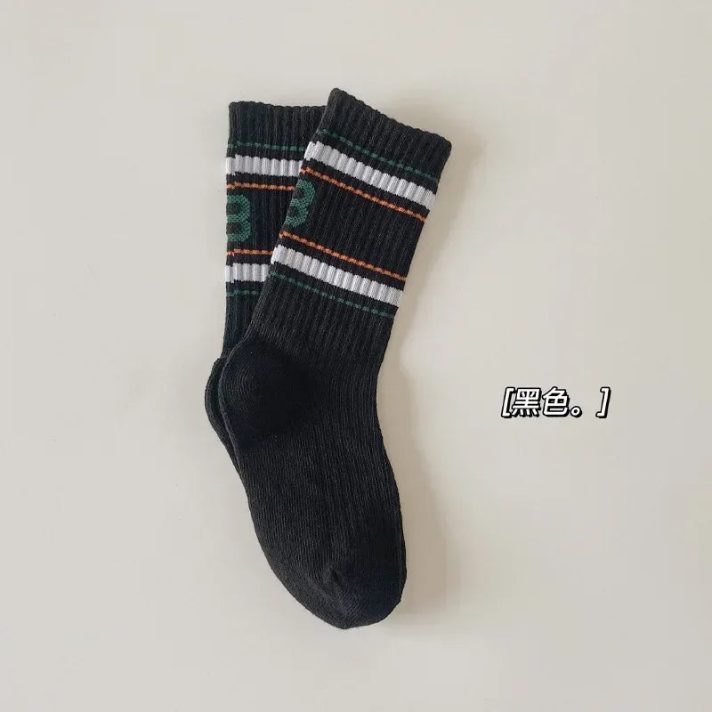 Boys Girls Sock School Fashion Simplicity Calf Sock for Kids Boy Four Season Cotton Letter B Sports Sock Children Clothing