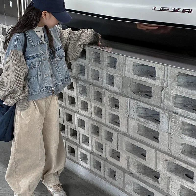 Korean Children Coat Clothing Girls Denim Clothing Fashion Children Autumn Jacket Girls Middle Age Children Fashion Coat