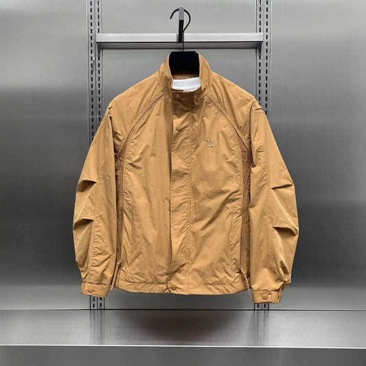 Men's Coat New 2026 Tooling Stand-up Collar Jacket Spring and Autumn Outdoor Casual Top