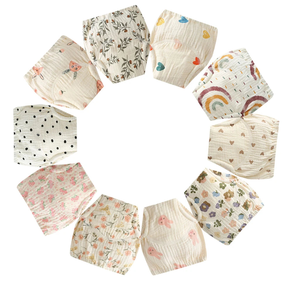 10 Pcs Reusable Baby Training Pants Washable Kids Cloth Diaper Nappies Changing Underwear Infant Toddler Potty Training Panties
