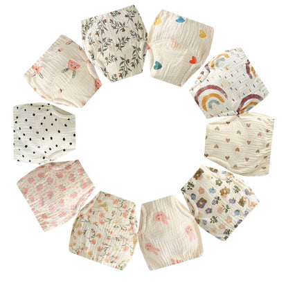 10 Pcs Reusable Baby Training Pants Washable Kids Cloth Diaper Nappies Changing Underwear Infant Toddler Potty Training Panties
