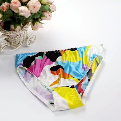 Silk Underwear Women's Large Size XXL e Breathable Antibacterial Low Waist Comfortable Innerwear Daily Use Cartoon Pat...