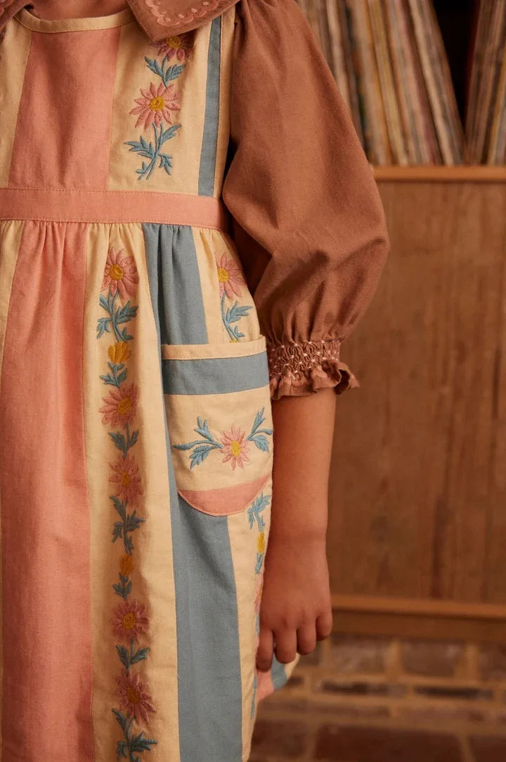 Girls' Dress 2025 Fall/Winter New Arrival Printed Fashion Embroidered Gathered Children's Dress Pure Cotton Cute Girls' Shirt