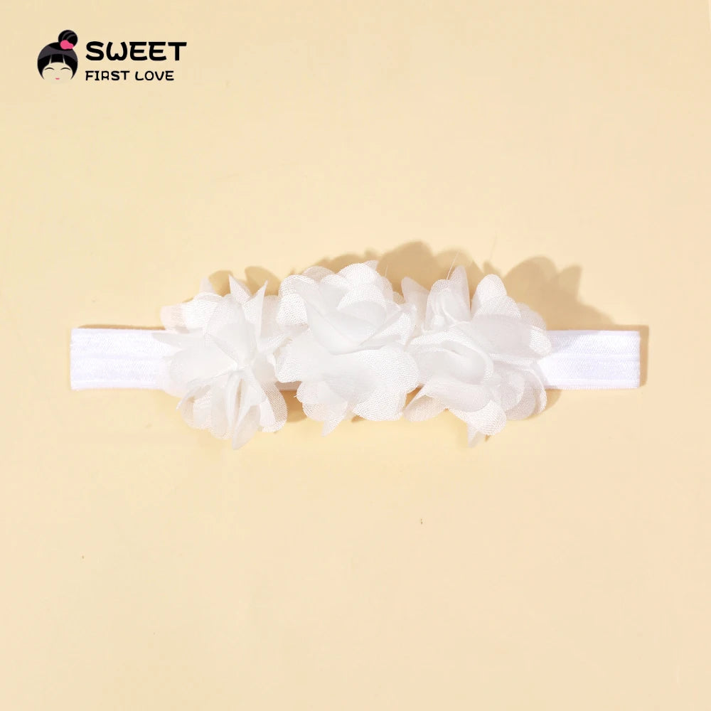 Baby Accessories For Newborn Toddler Kids Baby Girl Boy Headband Solid Chiffon Flower Hairband Princess Elastic Kids Headwear