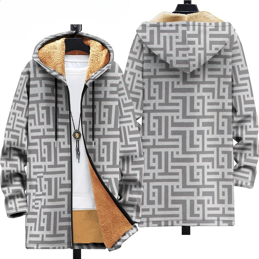 Men Cardigans Coats Retro Aztecs Printed Plush Thick Winter Abstract Art Graphics Jackets Casual Streetwear Unisex Clothing