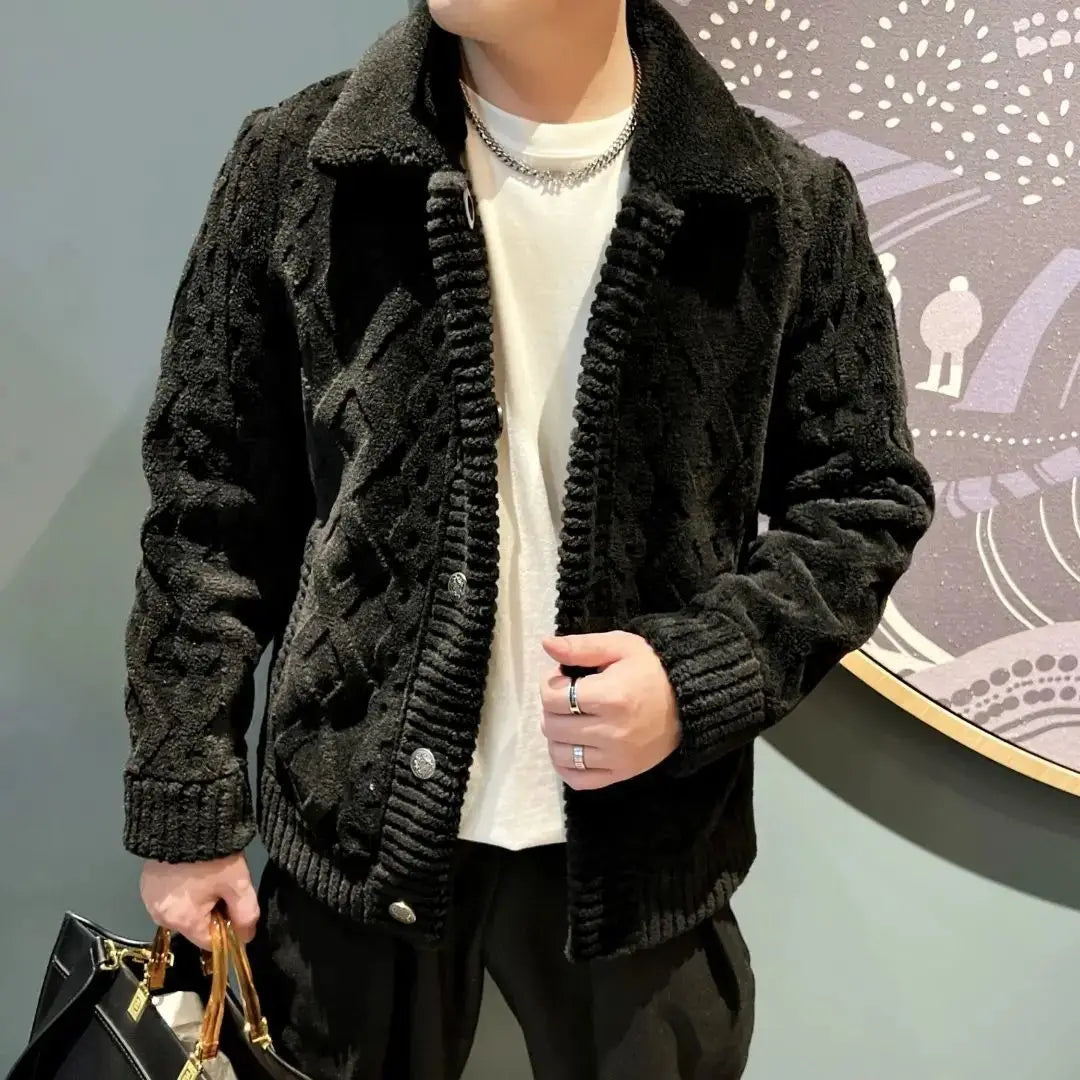Men Coats Solid Jackets Pocket Turn Down Collar Long Sleeves Single Breasted Thick Loose Fit Casual Office 2025 Autumn Winter