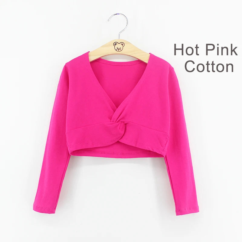 Girls Dance Wear Kids Dance Leotard Cover Long Sleeve Winter Practice Training Pullover Top for Ballet Class Clothing